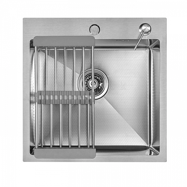 Мойка из нержавеющей стали Asterix Satin Decor 500*500 мм + дозатор жидкого мыла + коландер