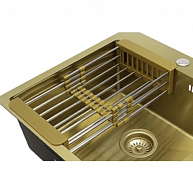 Мойка из нержавеющей стали Asterix Gold Decor 600*500 мм + дозатор жидкого мыла + коландер. Изображение - 3