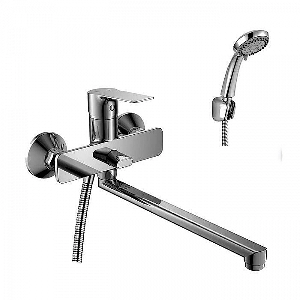 Смеситель Rossinka RS27-33 одноручный 35 мм для ванны с плоским изливом 350 мм хром