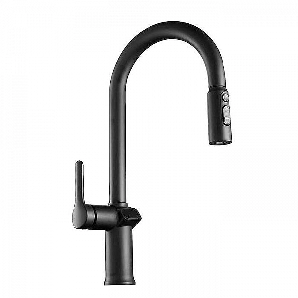 Смеситель Esko Kitchen Black K15B Led вытяжной с дисплеем