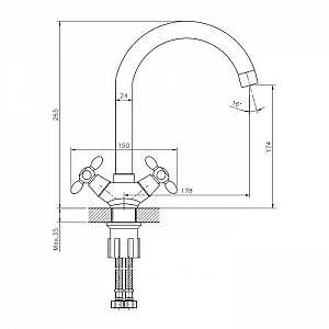 Смеситель Decoroom DR53028 двуручный с поворотным изливом. Изображение - 1