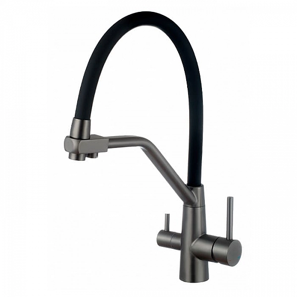 Смеситель Esko Kitchen K25GMB с подключением к фильтру графит/черный