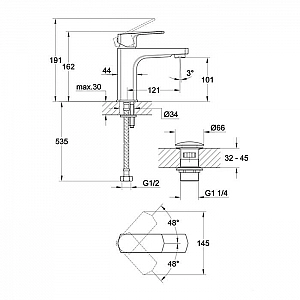 Смеситель Cersanit Wisla 63055 однорычажный клик клак. Изображение - 7