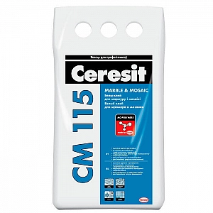 Клей для мраморной плитки и мозаики Ceresit CM 115 белая 5 кг