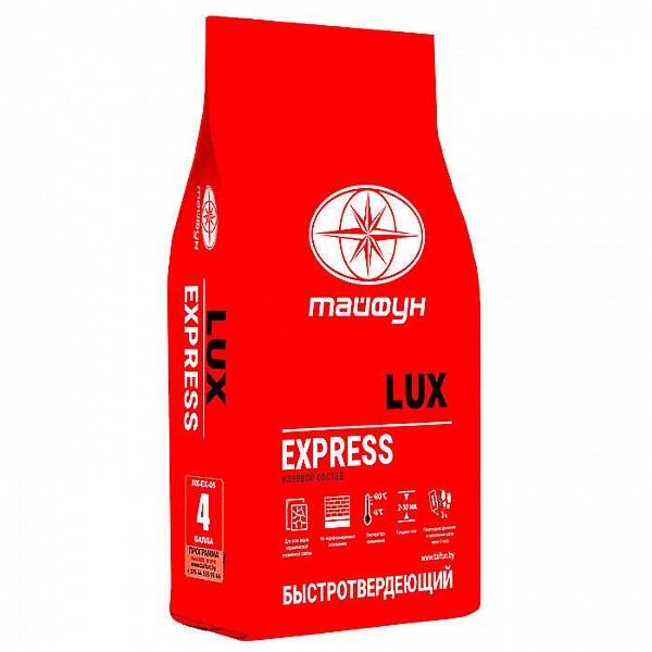 Клей для плитки Тайфун Люкс Express быстротвердеющий 5 кг