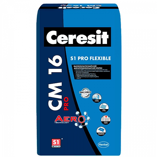 Клей для плитки Ceresit CM 16 S1 Pro Flexible цементная 20 кг