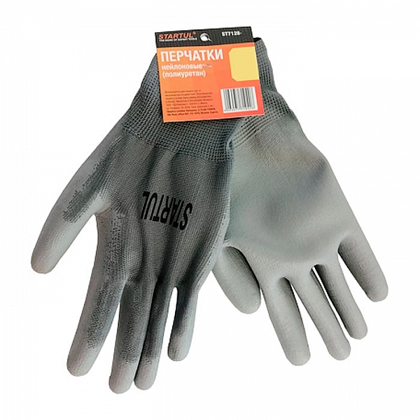 Перчатки нейлоновые Startul ST7128-8 полиуретановое покрытие серые размер 8