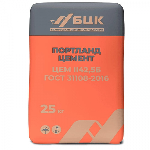 Портландцемент БЦК ЦЕМ I 42.5 Н 25 кг