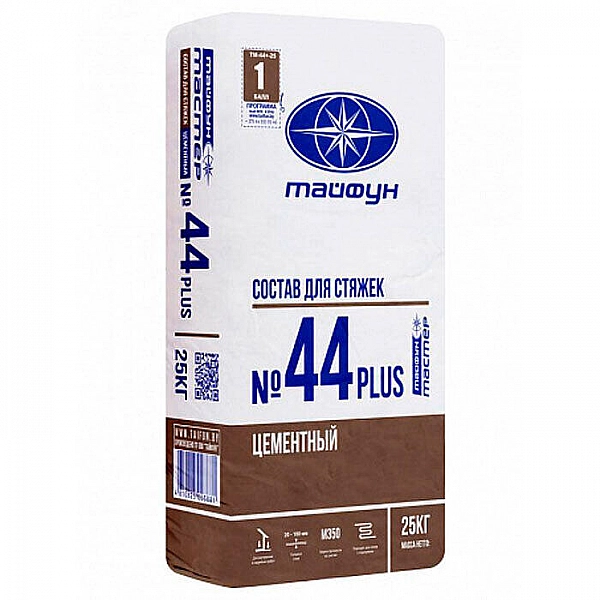 Состав для стяжек Тайфун Мастер №44 Plus цементный 25 кг