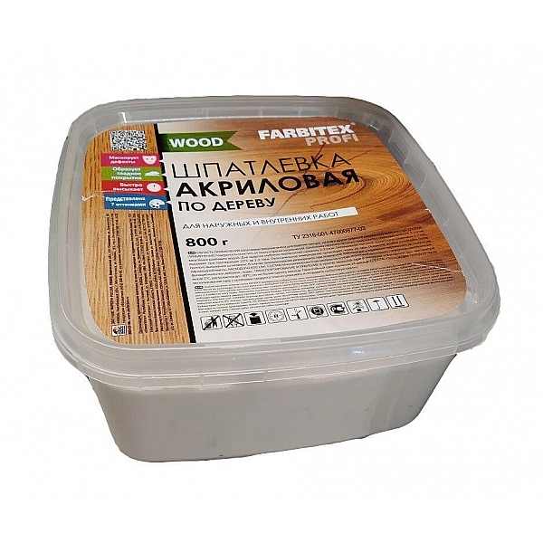 Шпатлевка по дереву Farbitex Profi Wood белый 0.5 л