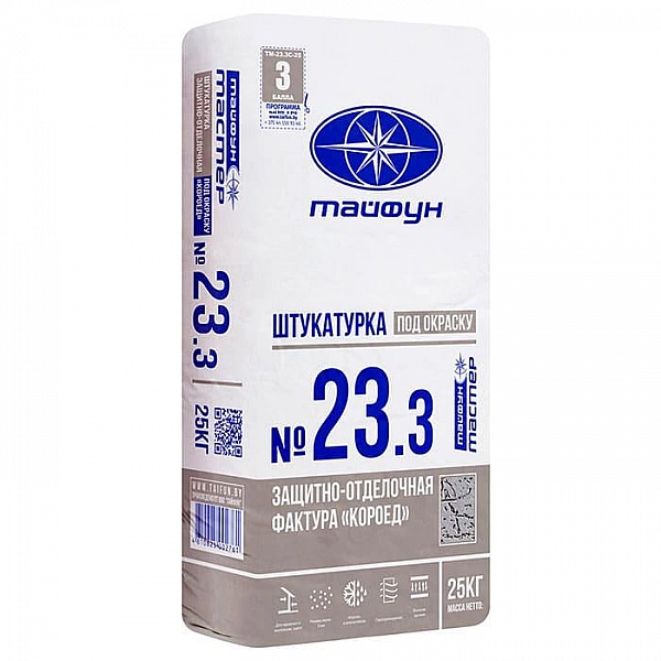 Штукатурка декоративная Тайфун Мастер №23.3 Короед 3.0 мм 25 кг серый