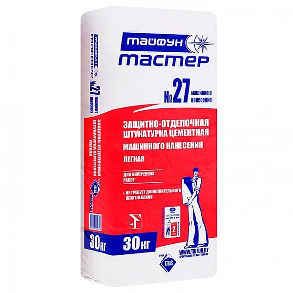 Штукатурка Тайфун Мастер №27 цементная машинного нанесения легкая 30 кг