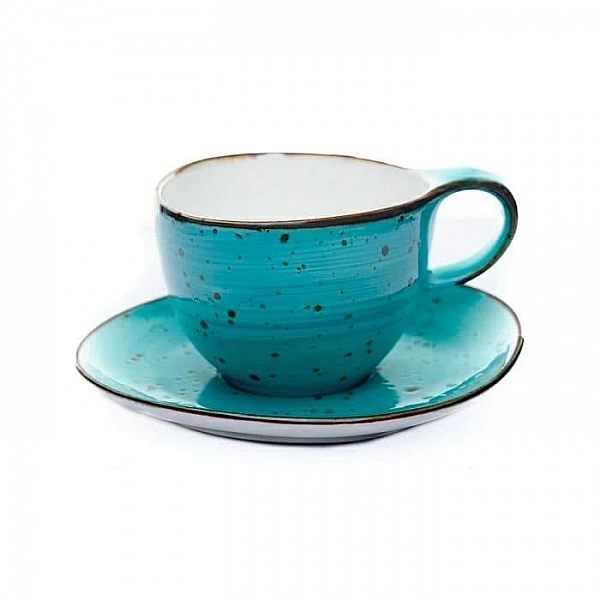 Чашка с блюдцем Elrington Хорека Бирюза 206-55008 код 546400 фарфоровые 250 мл
