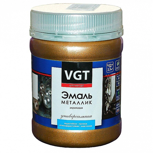 Эмаль VGT ВД-АК-1179 12977 универсальная металлик 0.23 кг золото