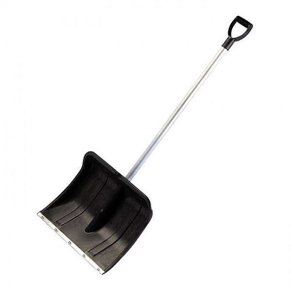 Лопата снеговая Вьюга №2 пластиковая с алюминиевым черенком и V-пластиковой ручкой 500*375 мм