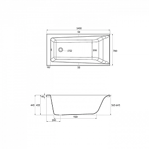 Ванна акриловая Cersanit Lorena 140*70 см без ножек. Изображение - 2