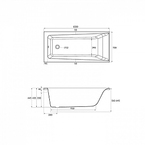 Ванна акриловая Cersanit Lorena 150*70 см без ножек. Изображение - 2