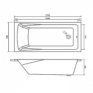 Ванна акриловая Lauter Aurora 21010075 170*75 см без ножек. Изображение - 8