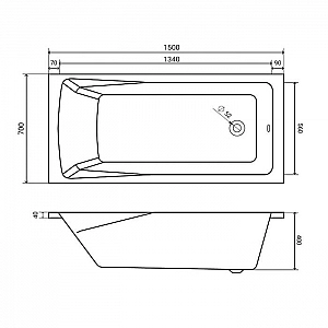 Ванна акриловая Lauter Aurora 21010050 150*70 см без ножек. Изображение - 8