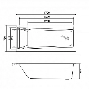 Ванна акриловая Lauter Versailles 21070075 170*75 см без ножек. Изображение - 6
