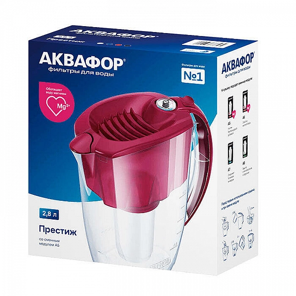 Фильтр-кувшин Аквафор Престиж А5 Р80А5SM 2.8 л вишневый