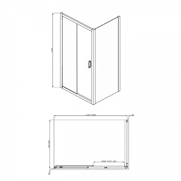 Душевой уголок Adema Glass line Direct 120*90 см прозрачное стекло