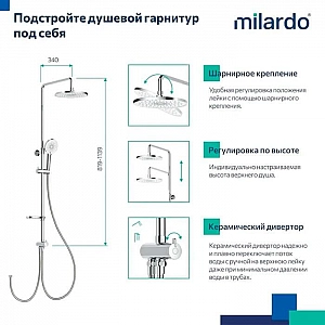 Душевая система Milardo Ideal Spa ILSSB3FM76 с тропической лейкой глянцец хром. Изображение - 4