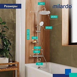 Душевая система Milardo Ideal Spa ILSSBTHM06 с термостатическим смесителем стойкой и тропической лейкой глянец хром. Изображение - 4