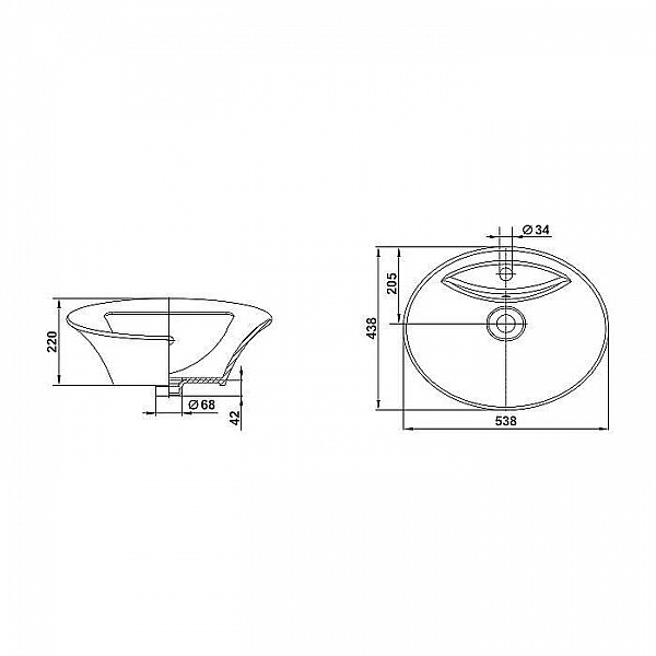 Умывальник Керамин Трино 55 накладной