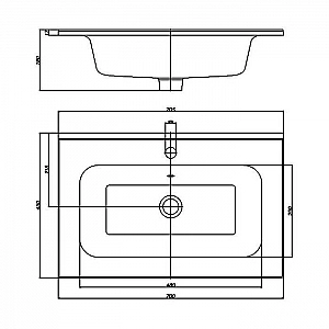 Умывальник Керамин Женева 70 встраиваемый. Изображение - 1