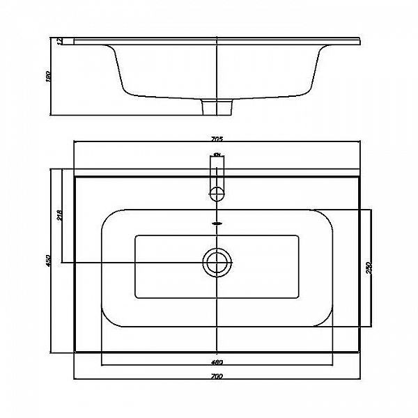 Умывальник Керамин Женева 70 встраиваемый