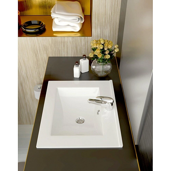 Умывальник Керамин Бергамо Нова 70 встраиваемый белый