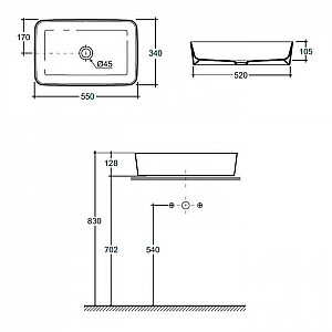 Умывальник Керамин Плаза ФС 55 накладной белый. Изображение - 2