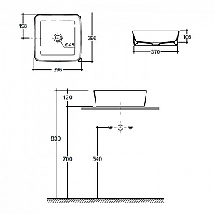 Умывальник Керамин Плаза ФС 40 накладной белый матовый. Изображение - 2