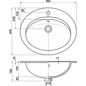 Умывальник Керамин Турин 56 врезной. Изображение - 1