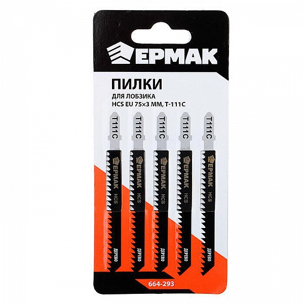 Пилки для электролобзика Ермак 664-293 HCS EU 75*3 мм T-111C 5 шт