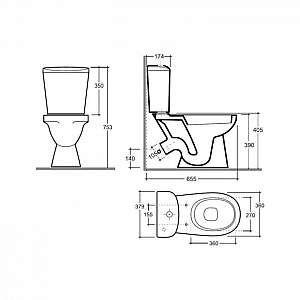 Компакт-унитаз Керамин Лаго белый Сити МС арматура Инкоэр. Изображение - 4