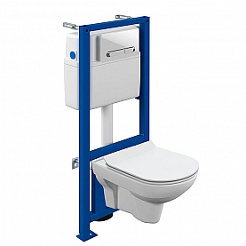 Унитаз подвесной с инсталляцией Cersanit City CO DPL EO slim кнопка Estetica белая