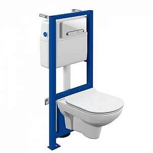 Унитаз подвесной с инсталляцией Cersanit City CO DPL EO slim кнопка Estetica белая