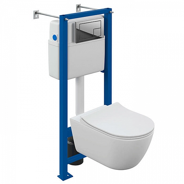 Унитаз подвесной с инсталляцией Cersanit Nature Oval CO DPL EO Slim 64576