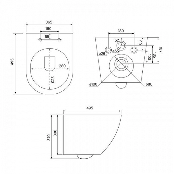Унитаз подвесной Iddis Blanco Q BLQNDSEi25 безободковый