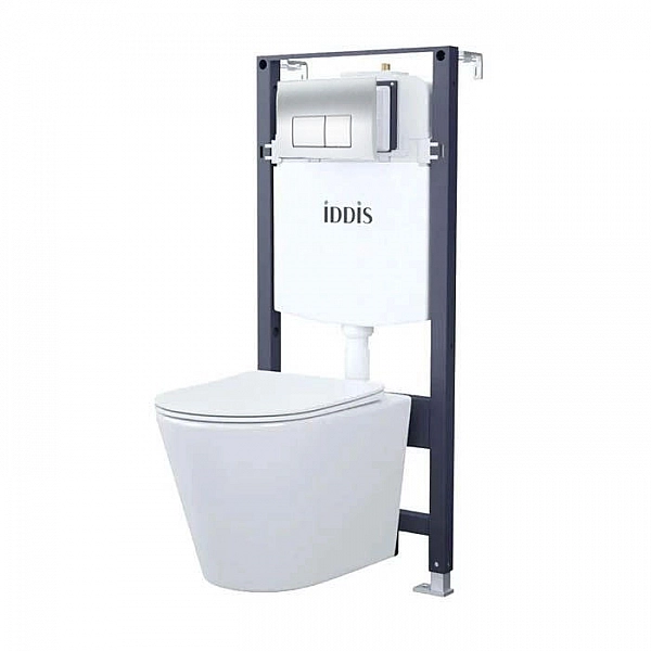 Комплект 3 в 1 Iddis BASC020i73 подвесной унитаз Calipso CALRNSEi25, инсталляция Profix PRO0000i32, клавиша смыва OPH00GCi32K