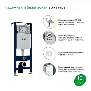 Комплект 3 в 1 Iddis BASC020i73 подвесной унитаз Calipso CALRNSEi25, инсталляция Profix PRO0000i32, клавиша смыва OPH00GCi32K. Изображение - 8