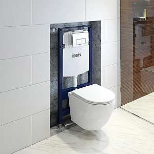 Комплект 3 в 1 Iddis BASB010i73 подвесной унитаз Iddis BLARNSEi25, инсталляция Profix, клавиша смыва OPH00GCi32K. Изображение - 1