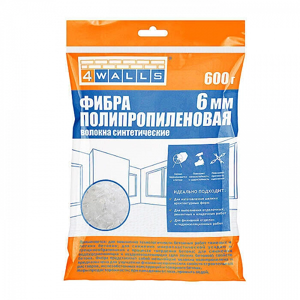 Фибра полипропиленовая 4Walls 6 мм 600 г