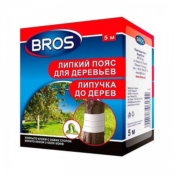 Клеевая ловушка от насекомых Bros липкий пояс для деревьев 5 м