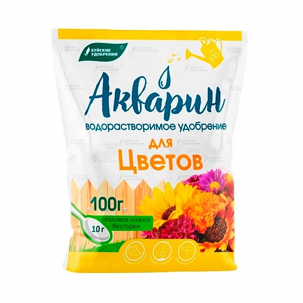 Водорастворимое удобрение Буйские удобрения Акварин для цветов 100 г