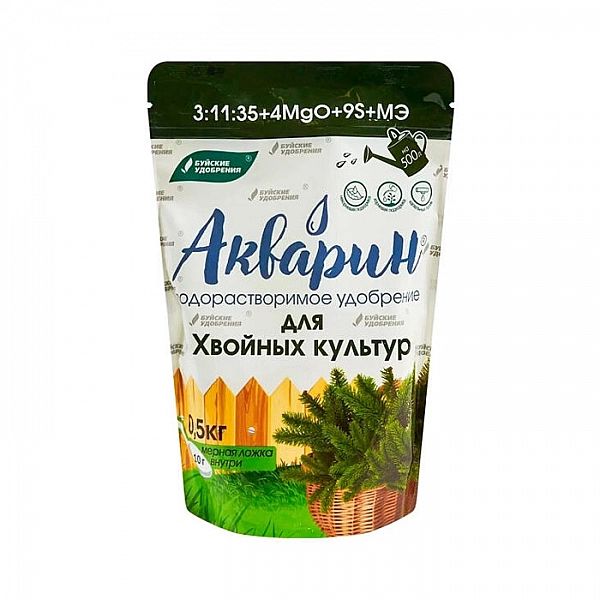 Водорастворимое удобрение Буйские удобрения Акварин для Хвойных культур 0.5 кг