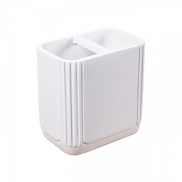 Стакан для зубных щеток и пасты Caspian York 90085 полирезин белый