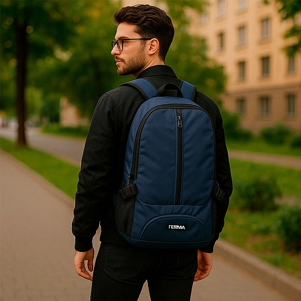 Сумка Monogramma Metropol синяя с логотипом Гемма